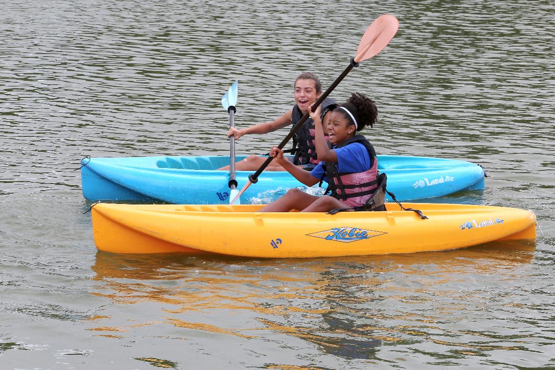Kids in a kayak