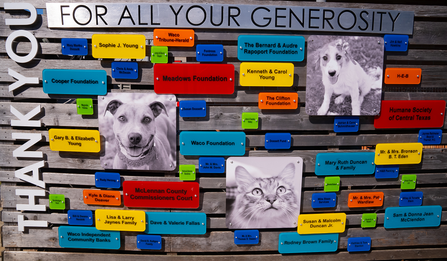 A wall dedicated to thanking the generous donors 