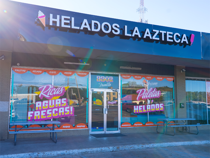 Recently remodeled Helados La Azteca storefront