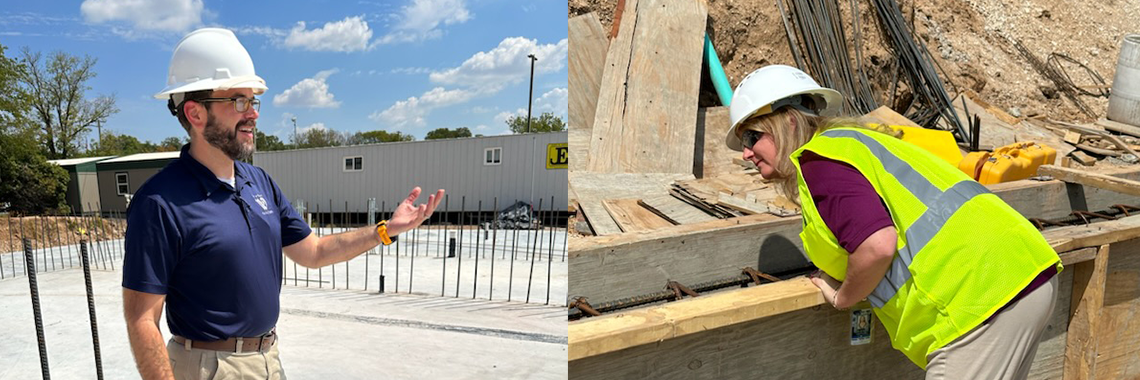 Facilities staff working on a construction site