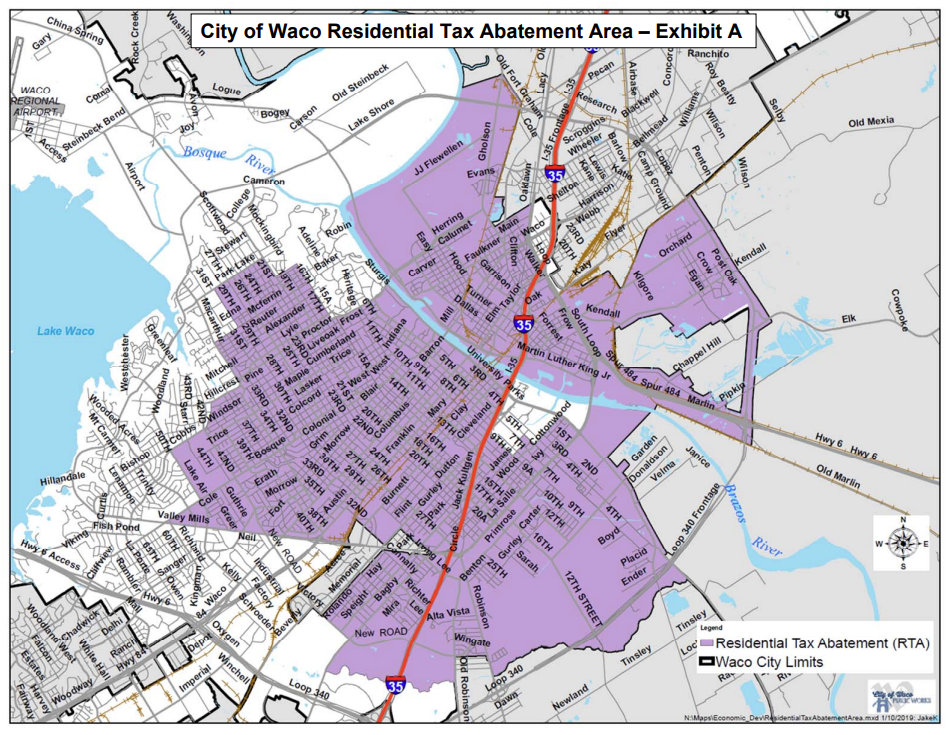 Map diagram showing the boundaries of the RTA Area