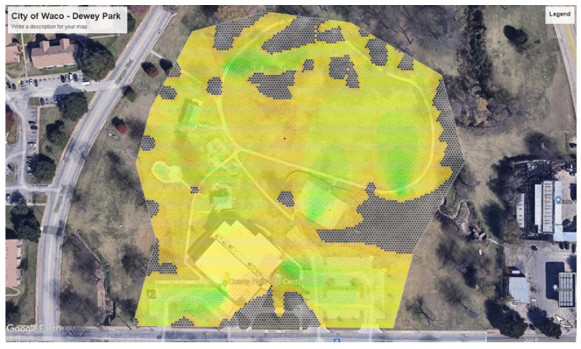 Wi-Fi Coverage map of outside at Dewey Park