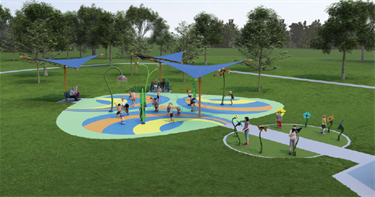 Rendering of new splash pad at Chapel Park.