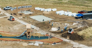 Aerial photo of the park progress from August 2026