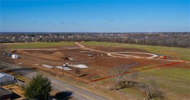 Aerial photo of the construction site at the new China Spring Park.