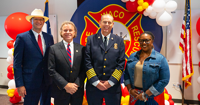 Fire Chief Bergerson with three councilmembers