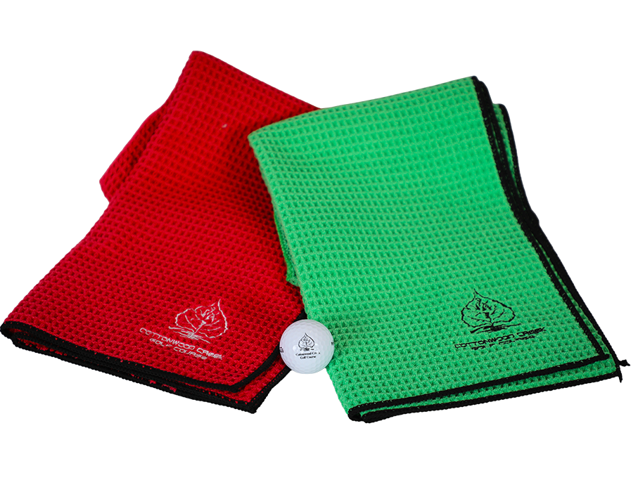 Cottonwood Creek Golf Course Red and Green Towel and Golf Ball