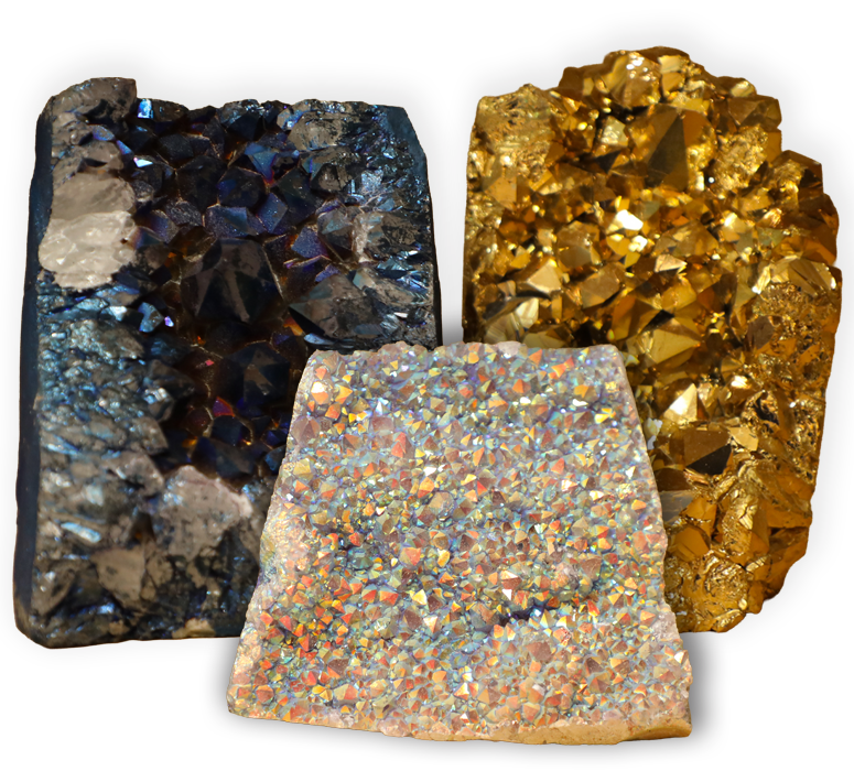 Three Iridescent Geodes