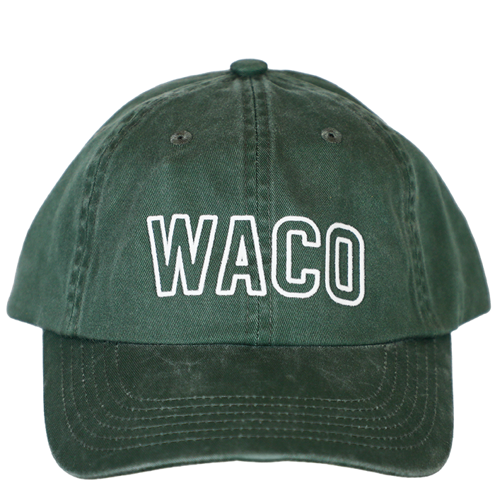 Green hat with the word Waco