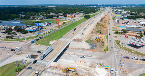 Aerial view of Interstate 35 and the Valley Mills Drive flyover
